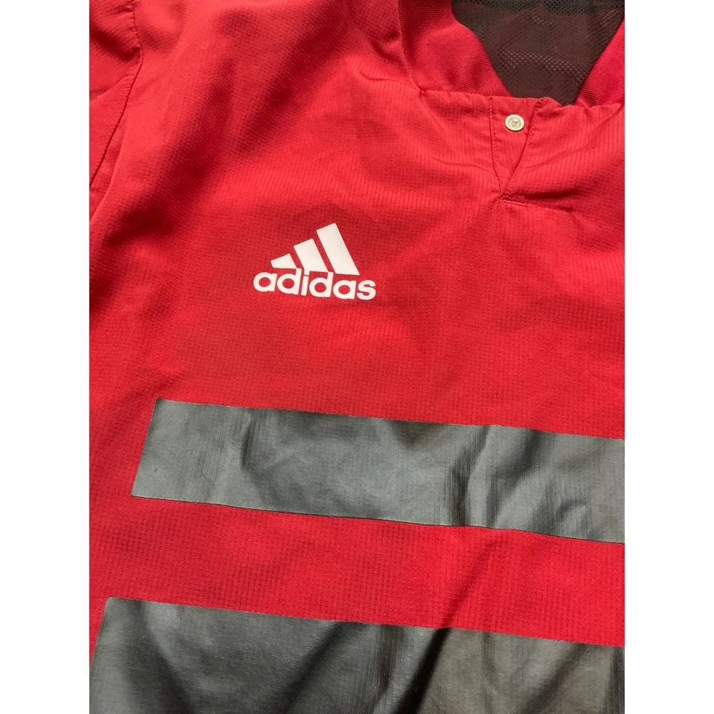 Adidas Vintage Pullover Training Top Red Grey Stripe Soccer Jersey Mens‎ Large